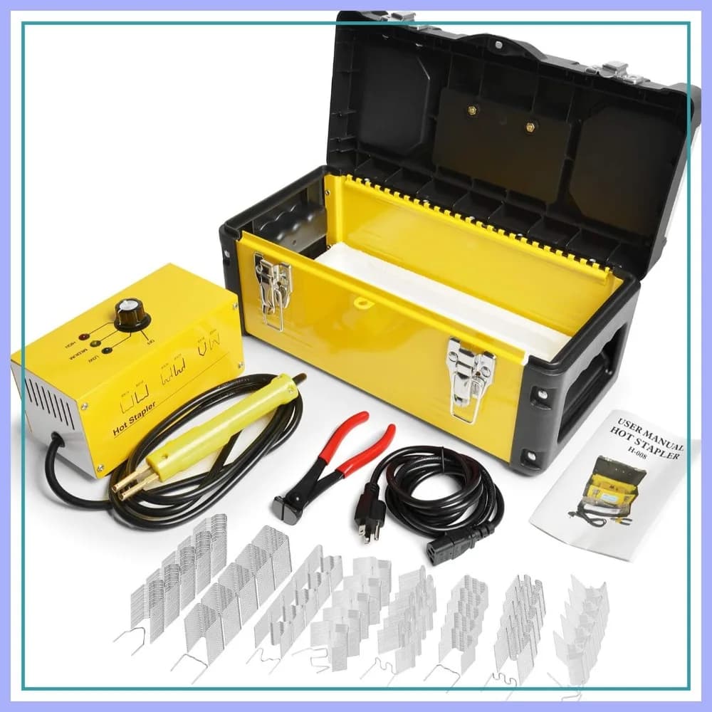 Kit Saldatore a Caldo per Plastica con 800 Graffette, Macchina per Saldatura Riparazione Crepe Paraurti 110V