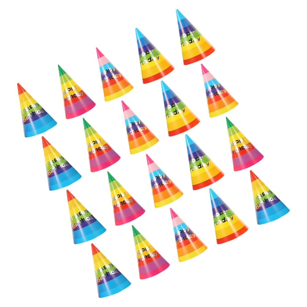 20 Pcs Rainbow Birthday Hat Party Tiara Cap Decorative Headwear Paper Portable Lovely Hats Child