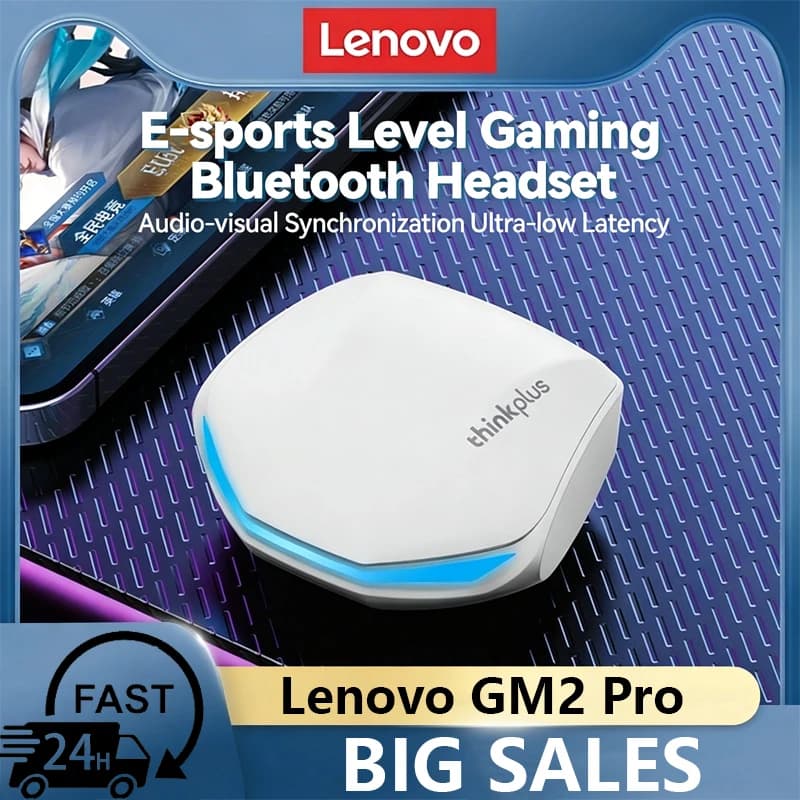 Lenovo GM2 Pro TWS wireless HIFI headphones with low latency, dual mode earphones for gaming and music, sports headphones.