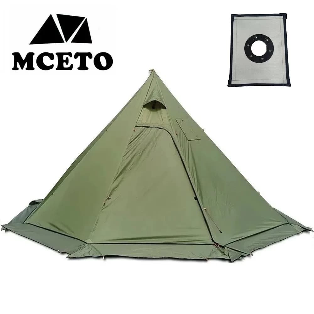 Nuova tenda piramidale con gonna da neve Teepee da campeggio ultraleggero all'aperto con un foro per il camino per la cucina Tenda da viaggio con zaino in spalla