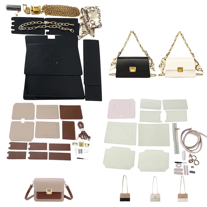 Nuovo Set di borse fatte a mano Kit di borse fai da te artigianali in pelle con cuciture a mano che fanno materiale da cucito scatola quadrata per accessori per borse a mano