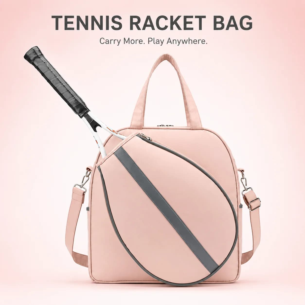 Racket Bag Large Capacity Waterproof Tennis Badminton Tote With Wet Dry Separation Detachable Strap For Gym Sports Travel Women