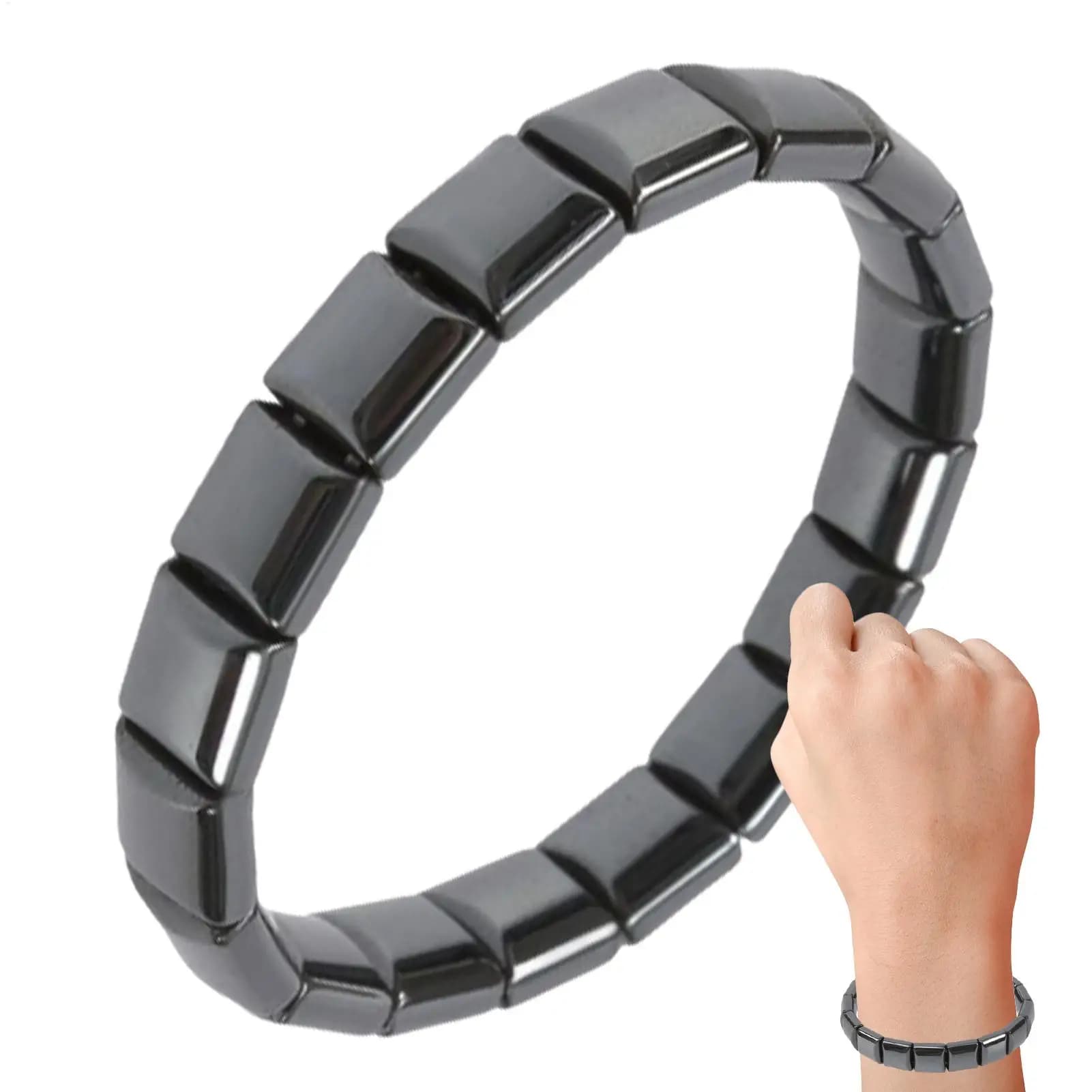 Men's Ematite Bracelet Stylish Natural Stone Square Bracelet Adjustable Black For Dad Husband Birthday Valentine's Day