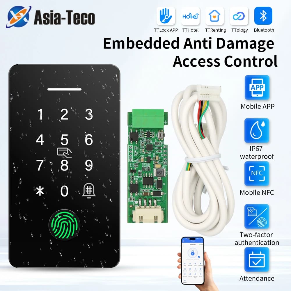 Kit di Controllo Accessi con Impronta Digitale Impermeabile Integrato con App TTLOCK e Sistema di Sicurezza con Modulo NFC 13.56MHz per Banche/Enti Governativi