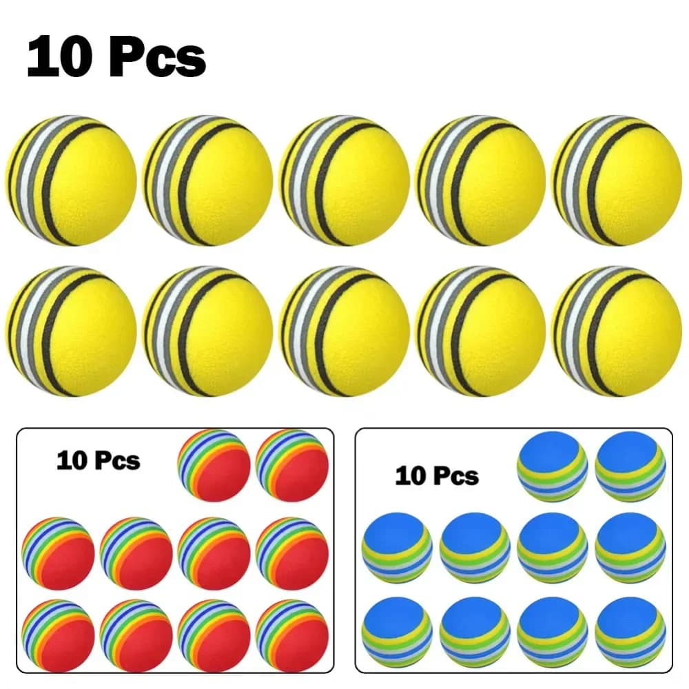 10 Pieces 35mm Rainbow Sponge Golf Training Balls, Soft Foam Swing Practice Aids Suitable for Indoor & Universal Outdoor Use