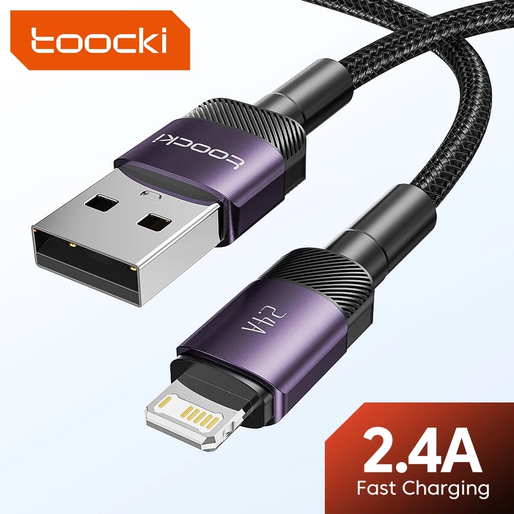 Toocki Cavo USB per iPhone 14 13 12 11 Pro Max XS 8 7 Plus 2.4A Cavo di illuminazione a ricarica rapida per cavo dati caricabatterie iPhone