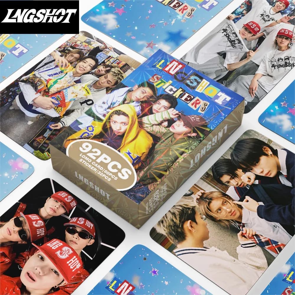 60+32PCS/SET NEW KPOP LNGSHOT,Hip-hop,Debut Album SHOT CALLERS,Moonwalkin',Ohyul,Ryul,Louis,Woojin,Photocard,Stickers,LOMO Cards