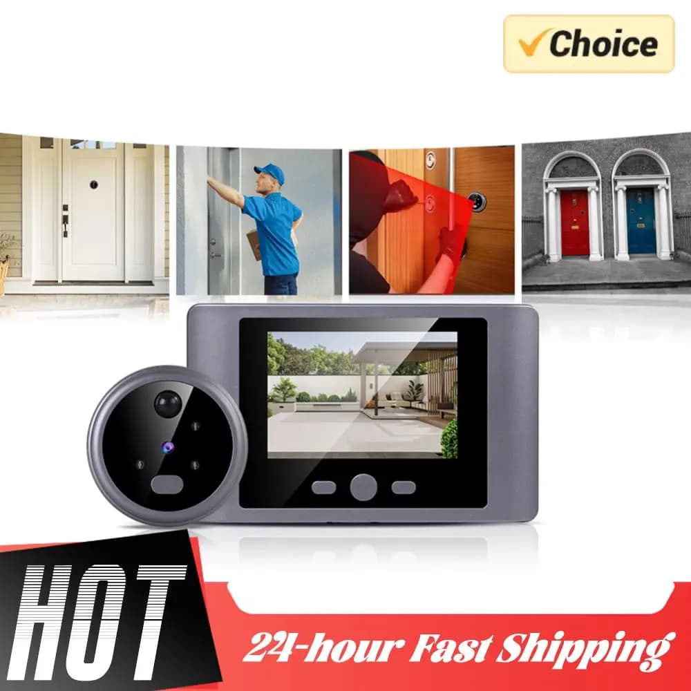 Videocitofono Wireless con Rilevatore di Movimento PIR e Telecamera Digitale per Porta 90° ° Schermo LCD grandangolare da 2,8 pollici per la sicurezza domestica