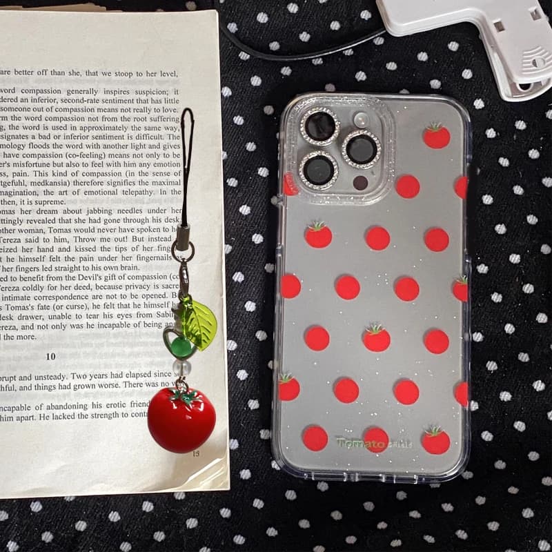 Cover per iPhone con design creativo e rinfrescante a pomodori rossi a pois vintage per iPhone 17 16 15 14 13 12 11 Pro XR XS X Max 8 7 Plus Mini