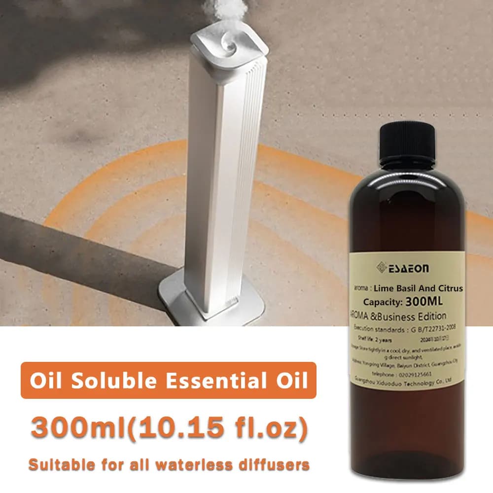 ESAEON 300ml (10.15 fl.oz) Oli Essenziali di Lime, Basilico e Agrumi - Liquido di Ricarica per Diffusore, Olio Profumato per Hotel