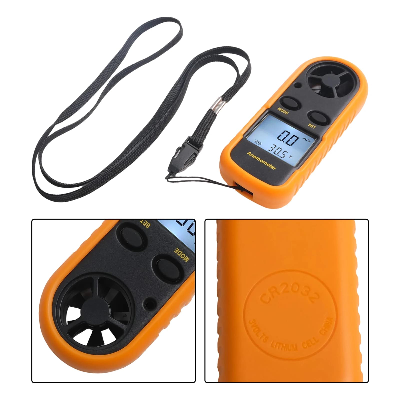 Digital anemometer 0-30m/s Meteorological Measuring Instrument for Hiking Thermometer with LCD Display High Precision Sensor