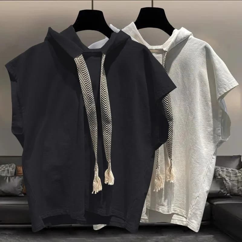 Canotta estiva da uomo con coulisse con cappuccio canotta moda tutto-fiammifero Punk Casual 2xl abbigliamento oversize gilet Tee nero bianco Street Gym