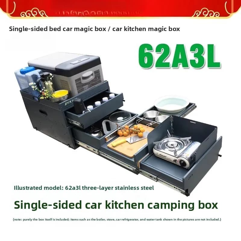 Cucina e Contenitore Portatile per Portellone Posteriore - Serie 62AB, Organizer da Campeggio per SUV/Camper, Stazione di Cucina per Bagagliaio Auto