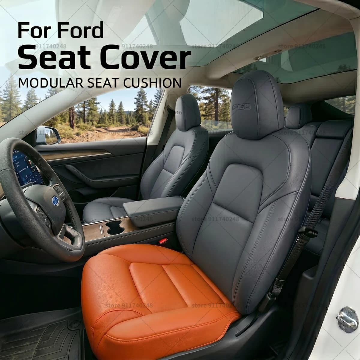 Cuscino di Supporto per Gambe in Pelle con Memoria di Forma per Sedili Ford, Accessori Interni