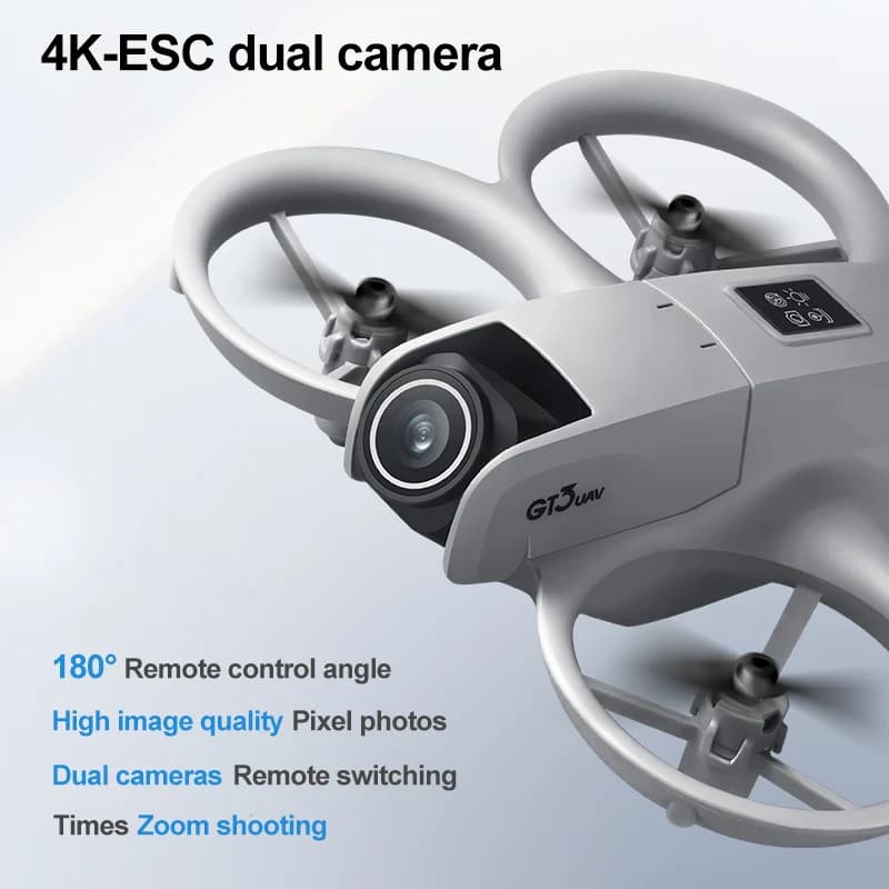 Drone GT3 Best-Seller 2025 con Doppia Fotocamera HD 180° ° Sistema di Posizionamento con Flusso Ottico, Evitamento Ostacoli e Ripresa dall'Alto, Pieghevole