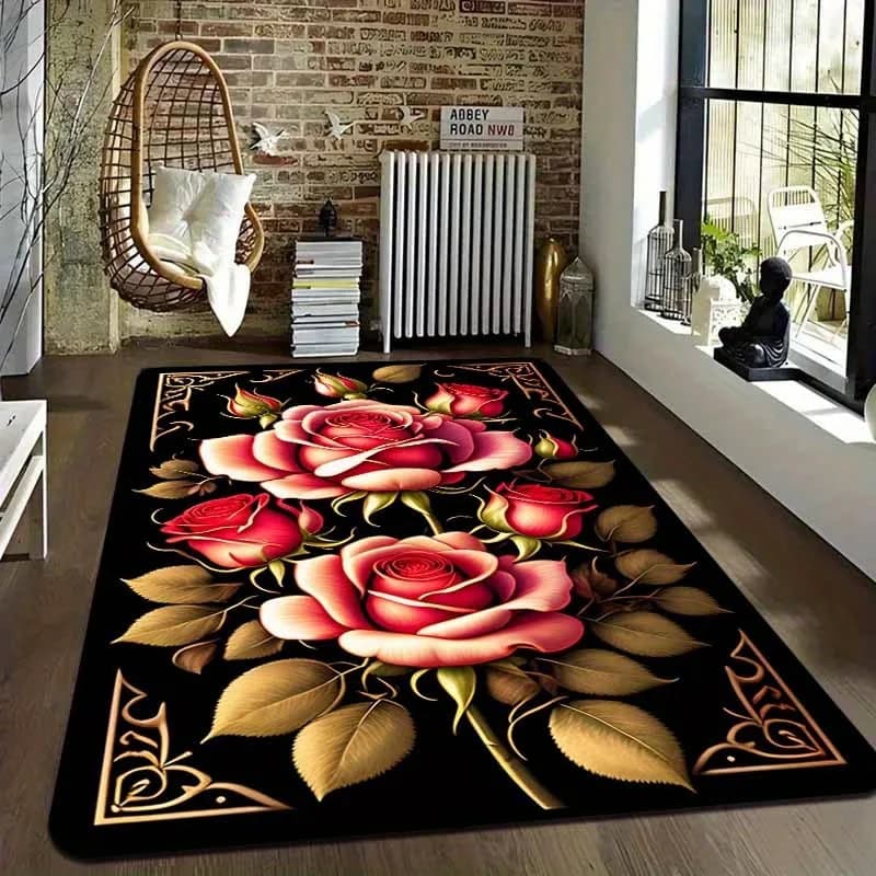 Tappeto floreale pastorale stampato in 3D, decorazione per la casa, tappetini per l'ingresso, tappeti per il soggiorno, tappeti per la camera da letto, tappeto per bambini, tappetino da bagno