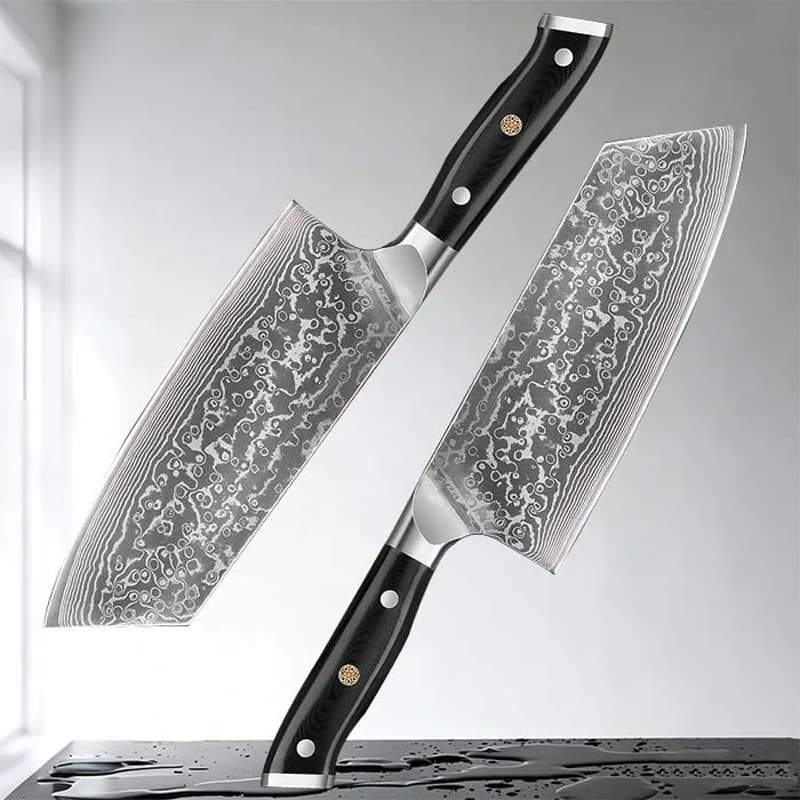 WILDMOK 67 Layers Damascus Steel 7.5 Inch Slicing Knife with G10 Handle ,Meat Vegetable Slicer Home Kitchen Cooking Tool
