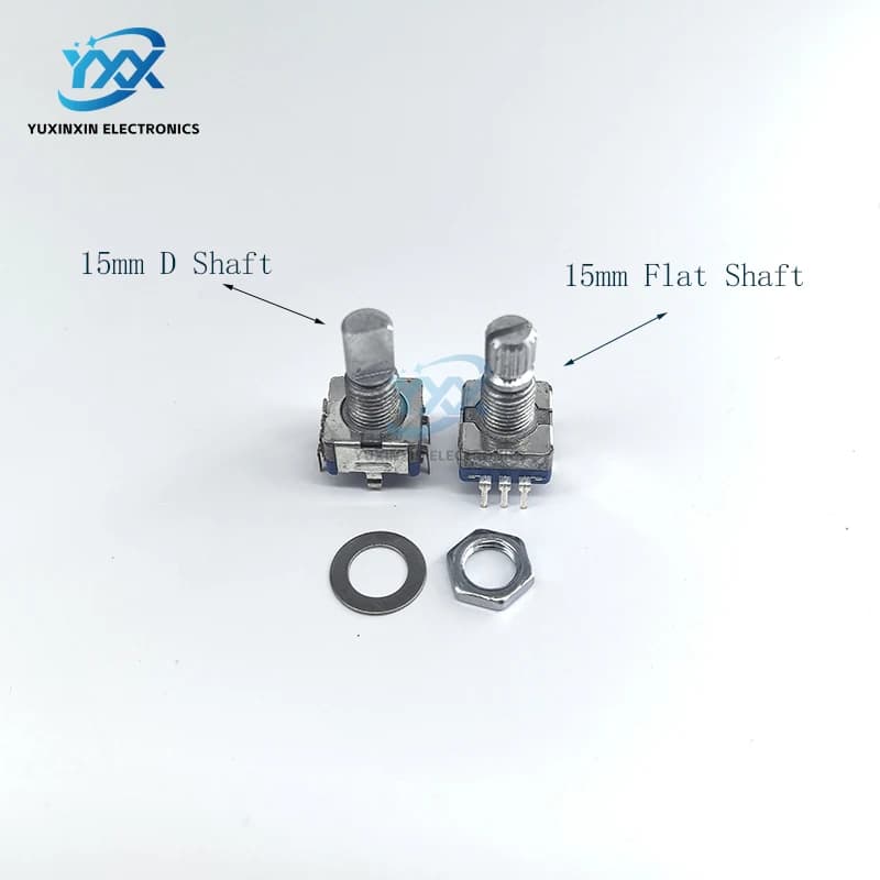 Interruttore encoder rotativo EC11 da 2 pezzi con pulsante, albero D da 15 mm/asse piatto, potenziometro digitale a 5 pin per Arduino