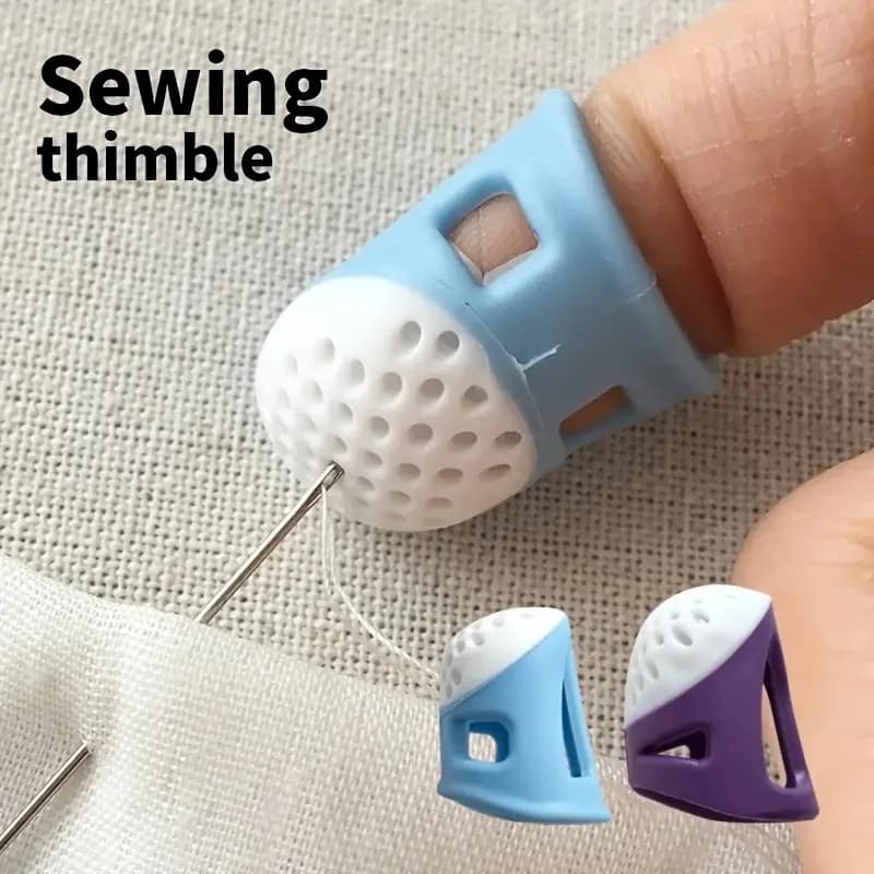 Confezione da 2 ditali da cucito antiscivolo, silicone morbido per un massimo comfort e un impugnatura sicura, per ricamo e lavorazione.