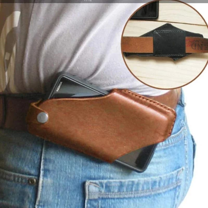 Custodia per telefono da uomo in pelle Marsupio da cintura multiuso per iPhone Custodia per fondina ad anello per cellulare Marsupi Porta telefono