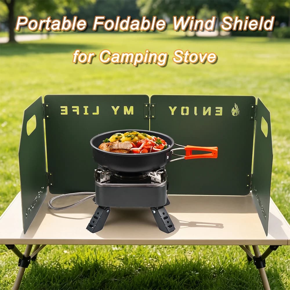 4-Section Folding Gas Stove Windshield Outdoor Cooking Burner Windproof Screen Picnic BBQ Gas Stove Wind Shield For Camping