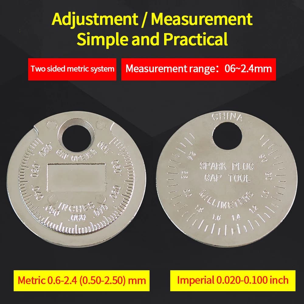 Strumento di misurazione del calibro dello spazio per candele di accensione automatica Strumento di misurazione del calibro Tipo di valuta Gamma di 0,6-2,4 mm Strumento per lo spazio della candela Spessore