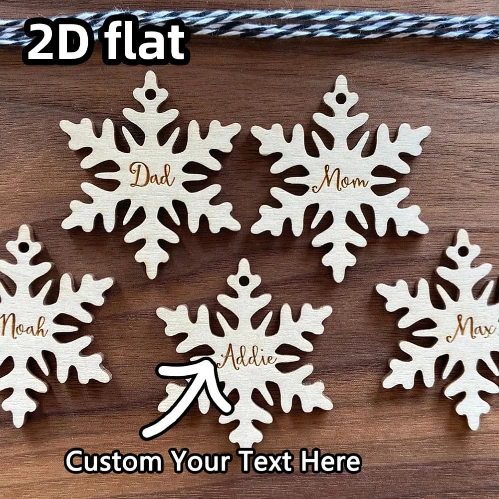 Etichette personalizzate con fiocchi di neve di Natale | Mini ornamenti natalizi | Targhe con nome per calze personalizzate per decorazioni festive