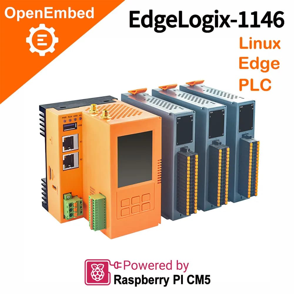 2026 PLC Programming Controller, IOT Gateway Raspberry PI CM5 WIFI 4G LTE RS485 Relay DO DI Linux Programmable Logic Controller