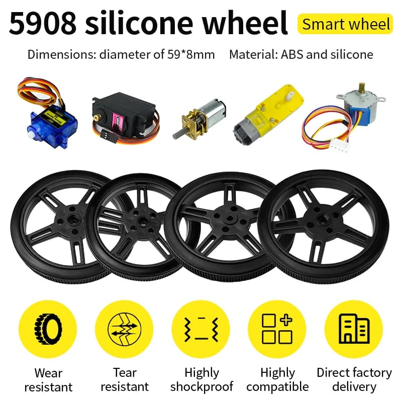5908 Pneumatico in silicone Ruota a 360 gradi SG90 MG996R SG5010 Servo N20 TT Motore compatibile con Robot Smart Car per progetto Arduino