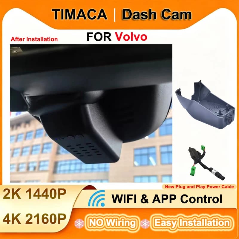 TIMACAM for Volvo XC40 Recharge P8 for Volvo C40 2021 2022 2023 Dash Cam Front Rear 4K Wifi Plug and Play Video Recorder Car DVR