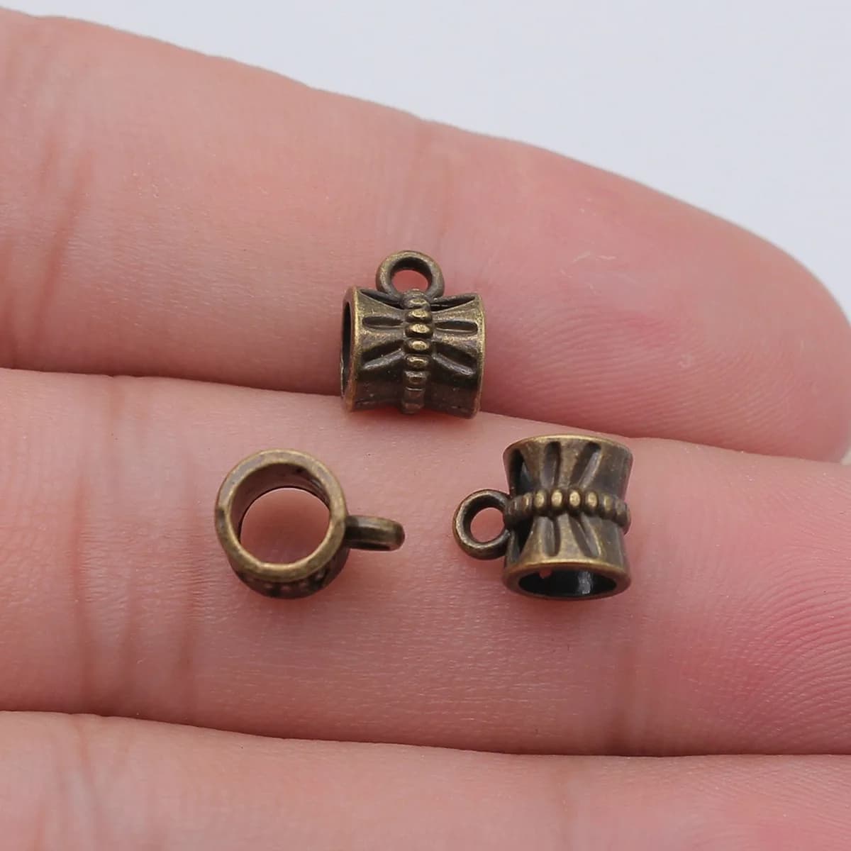 20pcs 9.7x6.7x6.7mm 3 Colors Antique Silver Color Antique Bronze Color Antique Gold Color Bails Beads Charms Jewelry Making