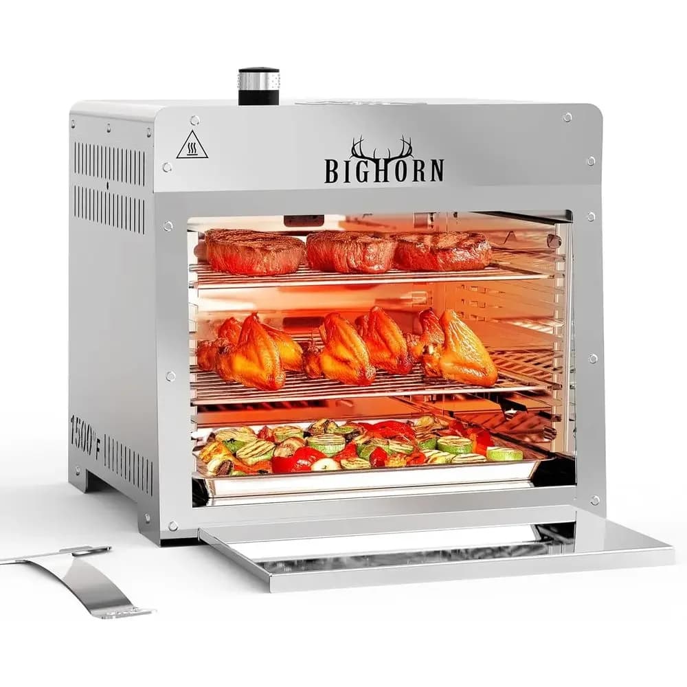 OUTDO1500° Small Inrared Propane Gas Grill – Portable Steak Broiler & Sear Station, Outdoor Salamr BBQ with Pizza Stone, StainlS