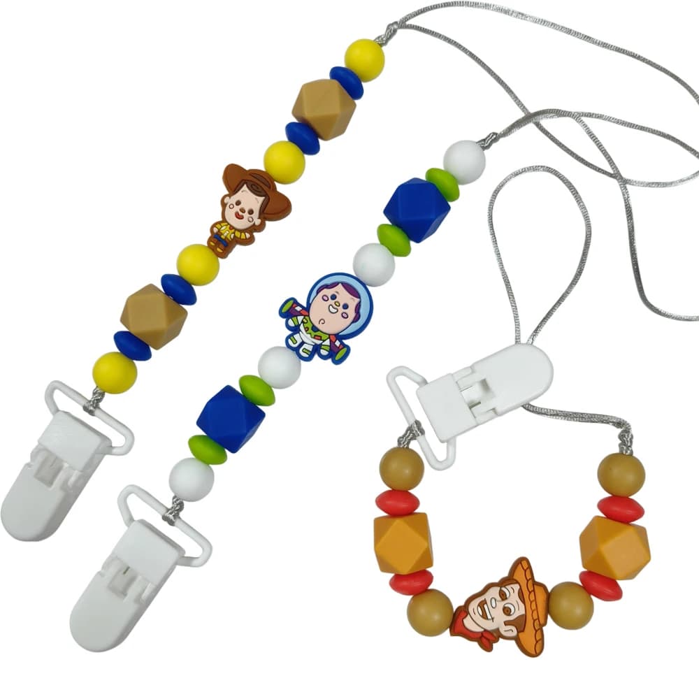 1pc toy story Buzz Lightyear Woody Baby Pacifier Clip chain Handmade Silicone Dummy Nipple Holder Clip Newborn Teething toy