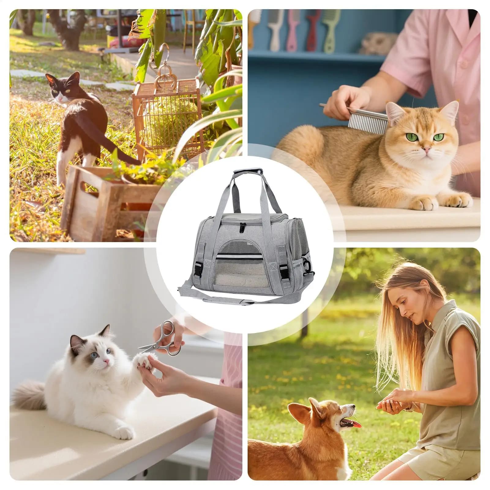 Borsa per gatti morbida e pieghevole, trasportino per animali domestici, borsa a tracolla per cuccioli, per viaggi, vacanze, escursioni, campeggio, picnic