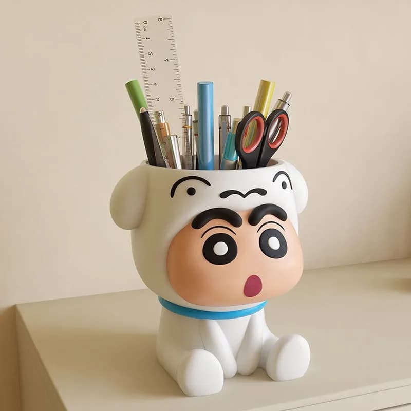 Astuccio Portapenne Cartoon Carino Crayon Shin Chan, Portaoggetti da Scrivania, Ornamento Giocattolo Shin-Chan, Porta Penne Carino
