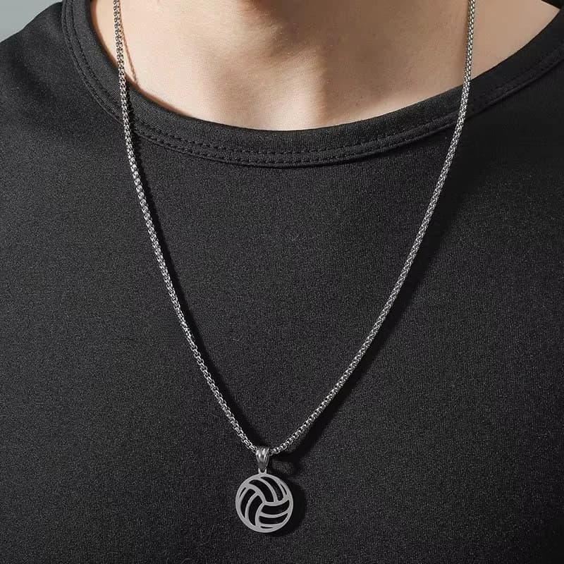 Collane in acciaio inossidabile Pallavolo da spiaggia Ciondolo a sfera cava Collare a catena Collana di moda per donne Uomini Gioielli Regali per feste