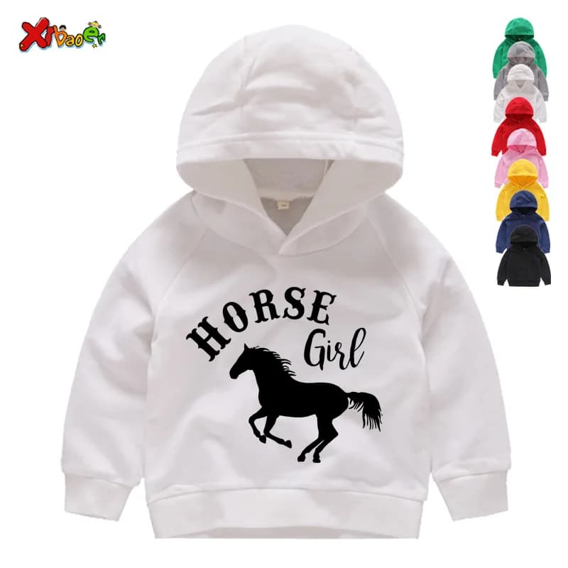 Bambini Baby Cartoon cavallo personalizzazione felpe con cappuccio bambino Pullover nero felpe per bambini felpa con cappuccio per bambini abbigliamento ragazzo ragazza vestiti