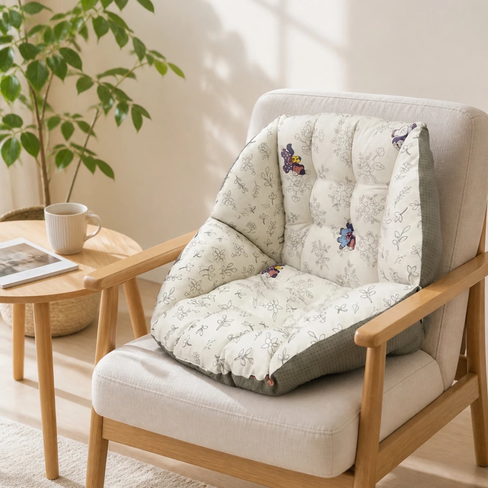 Floor Chair Cushion Padded Cushion with Backrest Floor Pillow Comfortable Supportive for Reading, Dorm