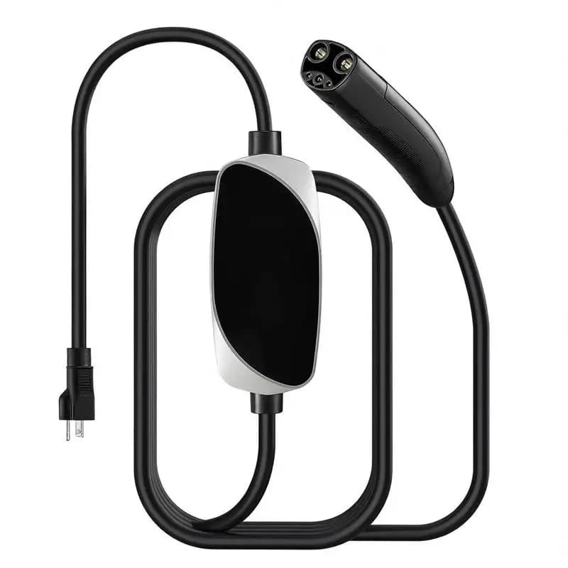 Level 1/2 Tesla Charger, 16 Amp, Portable Electric Car EV Charger with 25 ft Charging Cable, 120V-240V, NEMA 6-20P Plug NEMA 5-15 Adapter, LED Indicator, NACS Connector for Tesla Model Y/X/3/S