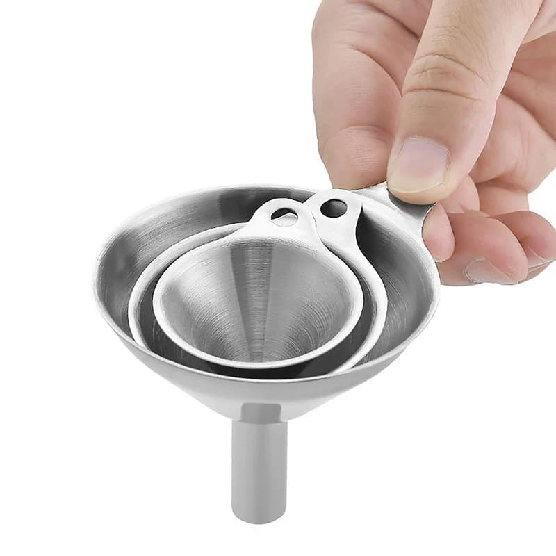 Set di Imbuti da Cucina in Acciaio Inossidabile per Riempimento Bottiglie, Aceto, Spezie e Oli Essenziali
