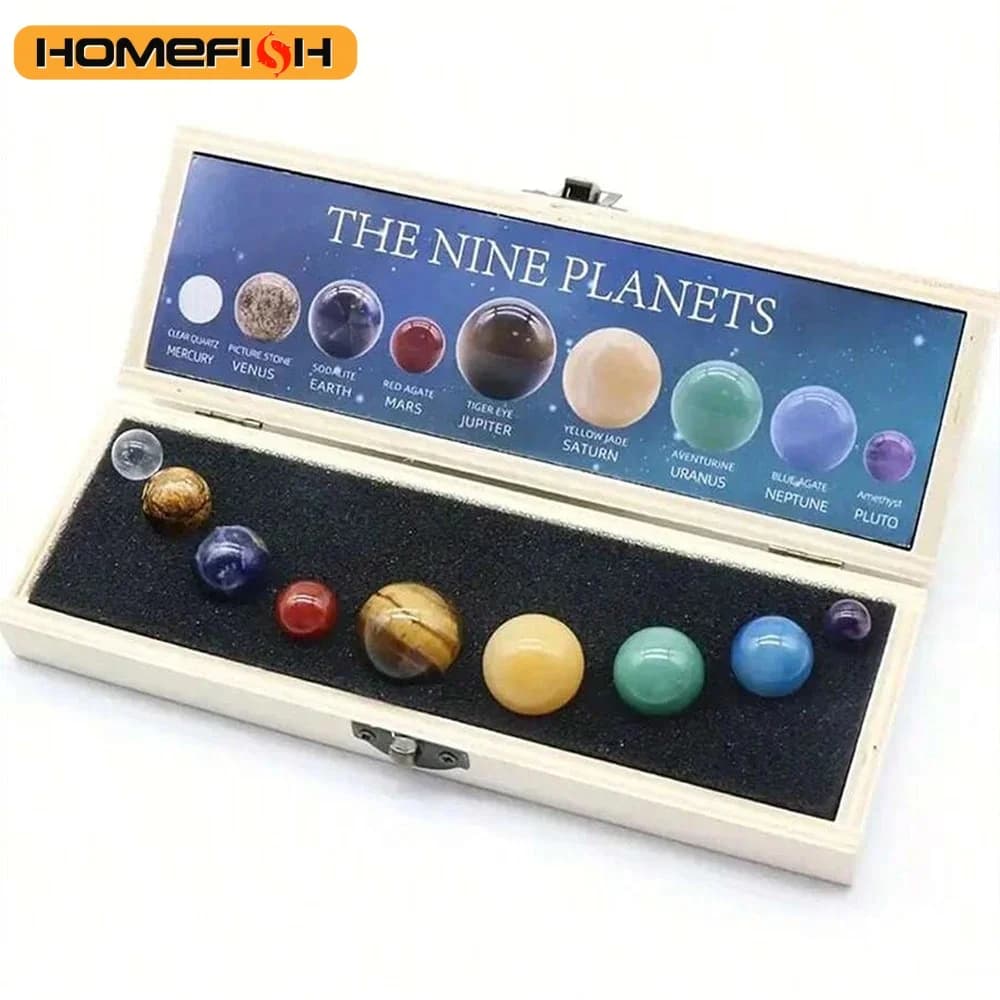 Set di Cristalli Naturali del Sistema Solare, 9 Pianeti Sfera di Pietra, Modello Galassia Ornamenti Regalo per Casa e Ufficio