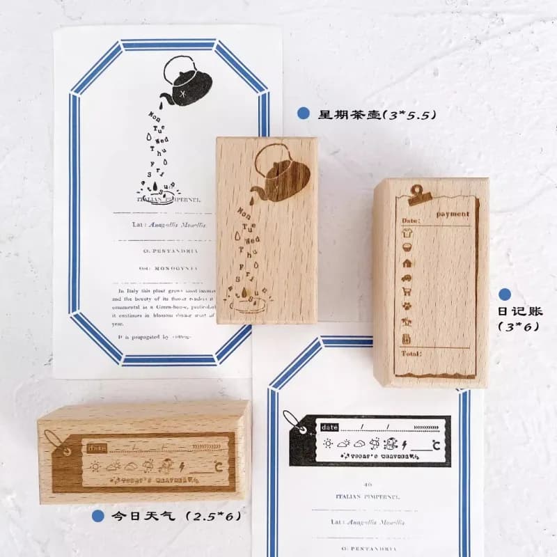 Vintage Mood Weather Dairy Wooden Rubber Stamp Set DIY Scrapbooking Photo Album Card Making Wood Seal