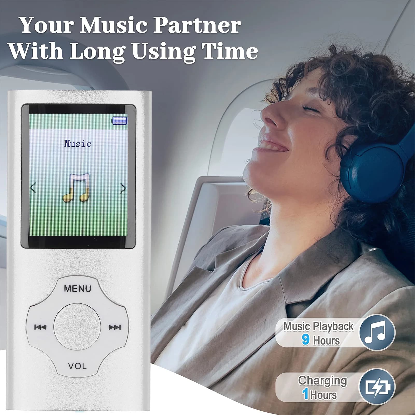 Lettore Musicale MP3 MP4 con Scheda di Memoria da 68GB, Supporto 128GB, Display Digitale da 1.8 Pollici, Lettore E-Book, Altoparlante HiFi, Riproduttore Vocale MP3