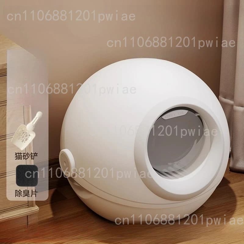 Lettiera per gatti completamente chiusa - Design antispruzzo a prova di perdite con copertura a coda in rotolo, WC per animali domestici con controllo degli odori per gatti da interni