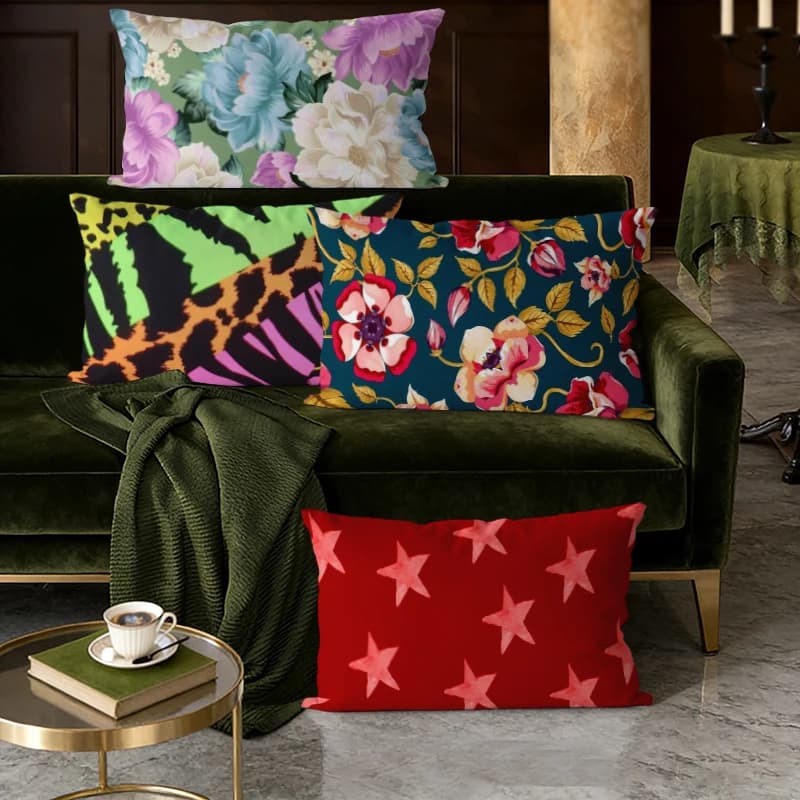 Fodere per cuscini lombari vintage floreali boho, adatte per divano, camera da letto, auto, cuscino rettangolare per schienale