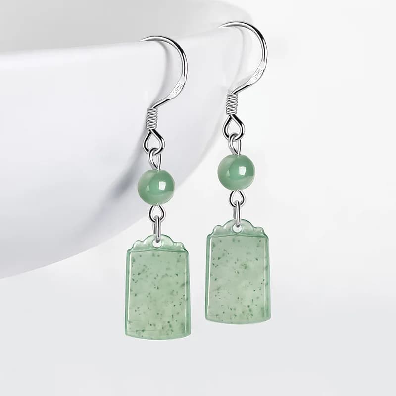Orecchini di giada Myanmar Vero giadeite birmana Gioielli naturali Pietra Moda Smeraldo Vintage Fascino fortunato Talismani Accessori