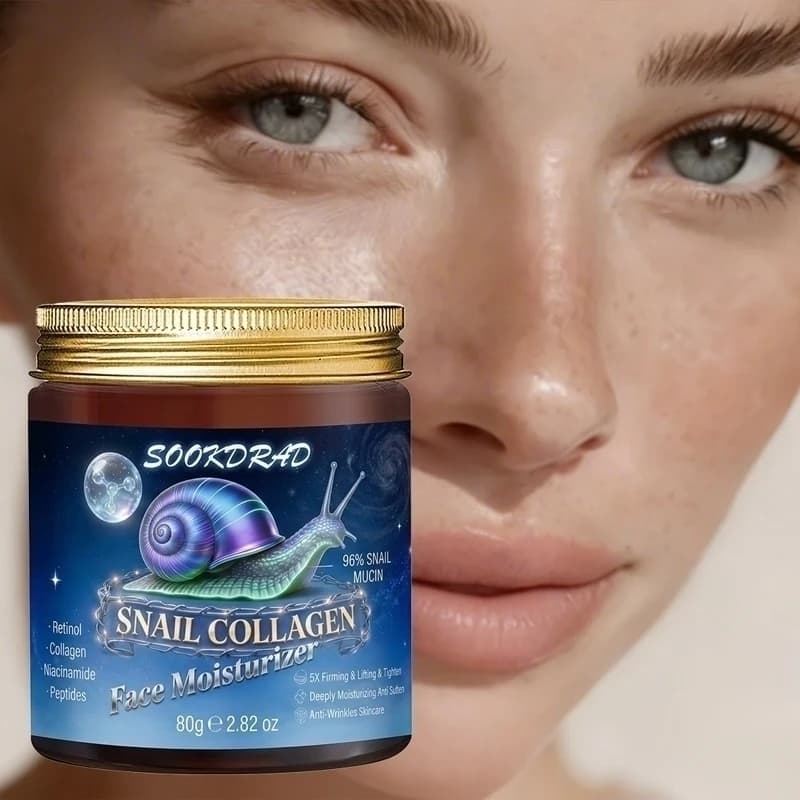 Crema Idratante Viso al Collagene di Lumaca, 96% Bava di Lumaca, Collagene, Niacinamide, 80g, Idratazione Quotidiana, Per Tutti i Tipi di Pelle
