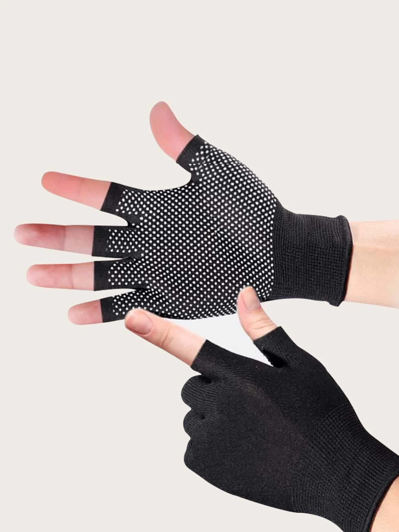 1pair Sports Half-Finger Gloves,Suitable For Cycling,Riding Motorcycle And Skiing,Black Gloves
