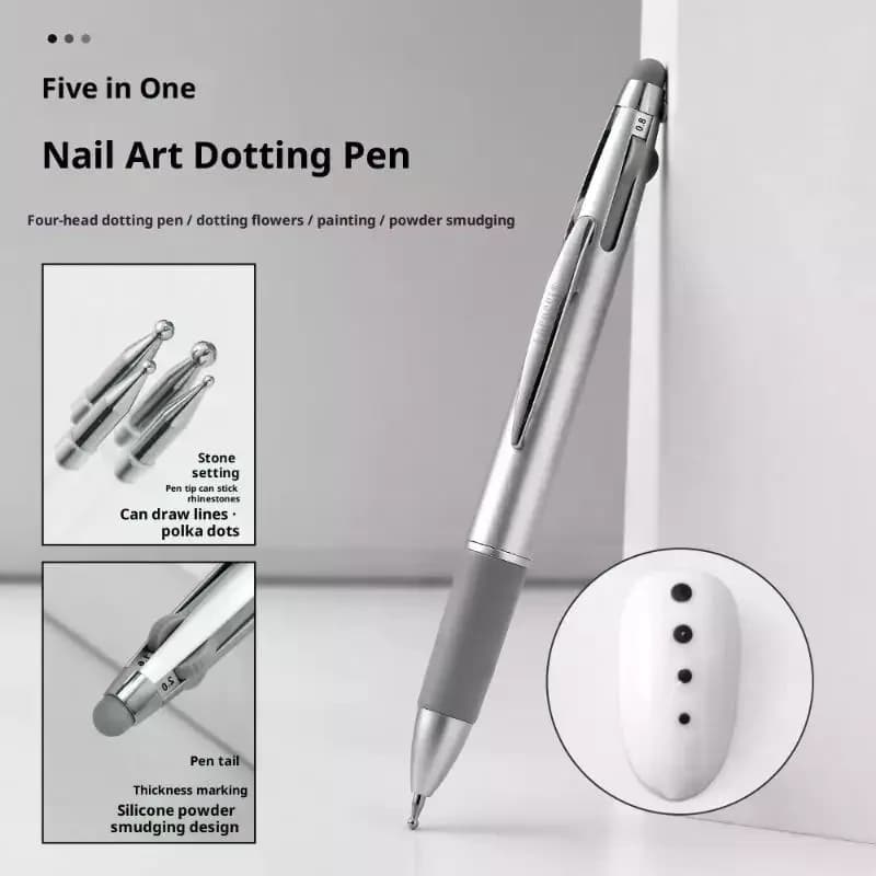 4in1 Penna per punteggiare le unghie Strumenti per punteggiare l'arte del chiodo nel design della penna a sfera Kit per manicure con punta per nail art