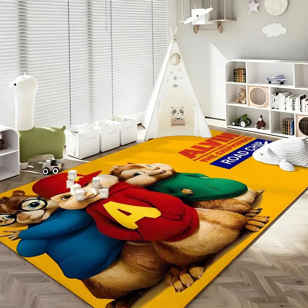 Cartoon t-The Chipmunks-s Floor Mat Soft Flannel Entrance Door Mat Non Slip Absorbent Bathroom Bedroom Floor Rug